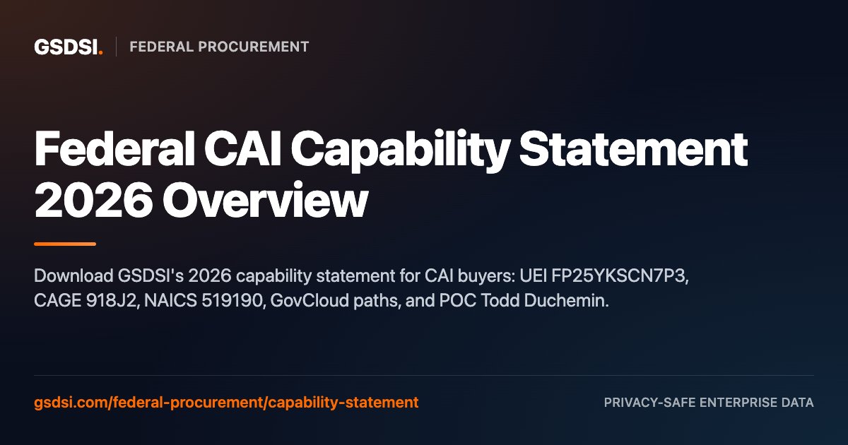 Federal CAI Capability Statement 2026 Overview | GSDSI