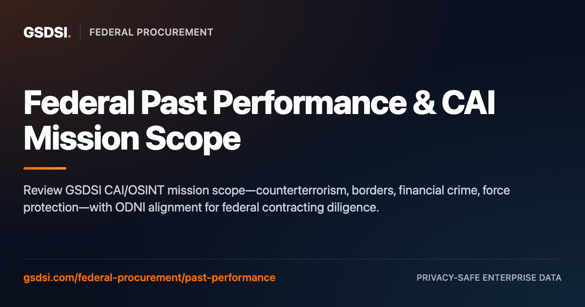 Federal Performance Epap Example Federal Past Performance & CAI Mission Scope | GSDSI