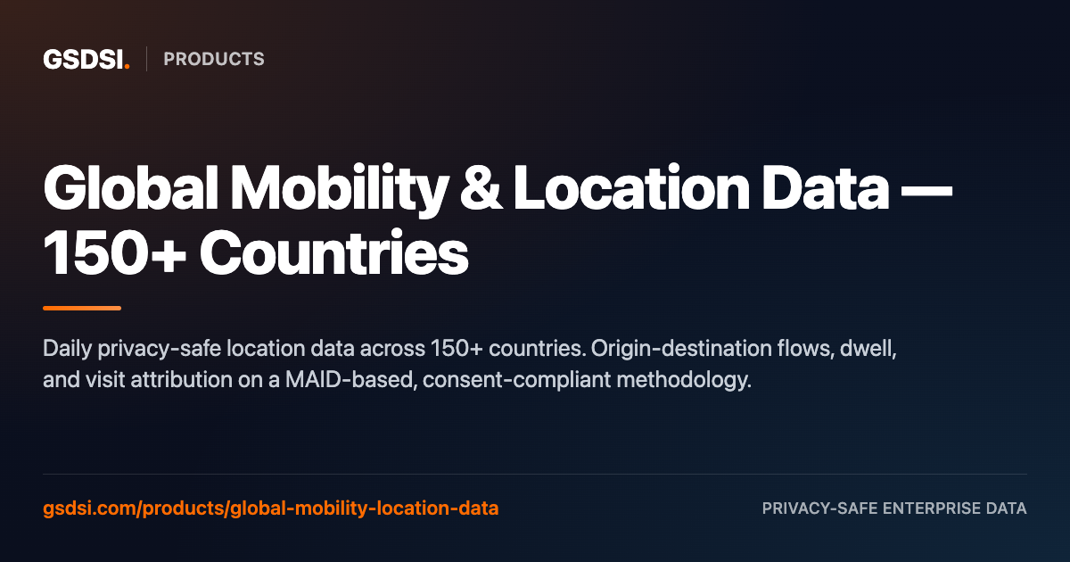 Mobility & Location Data Feed (150+ Countries) | GSDSI