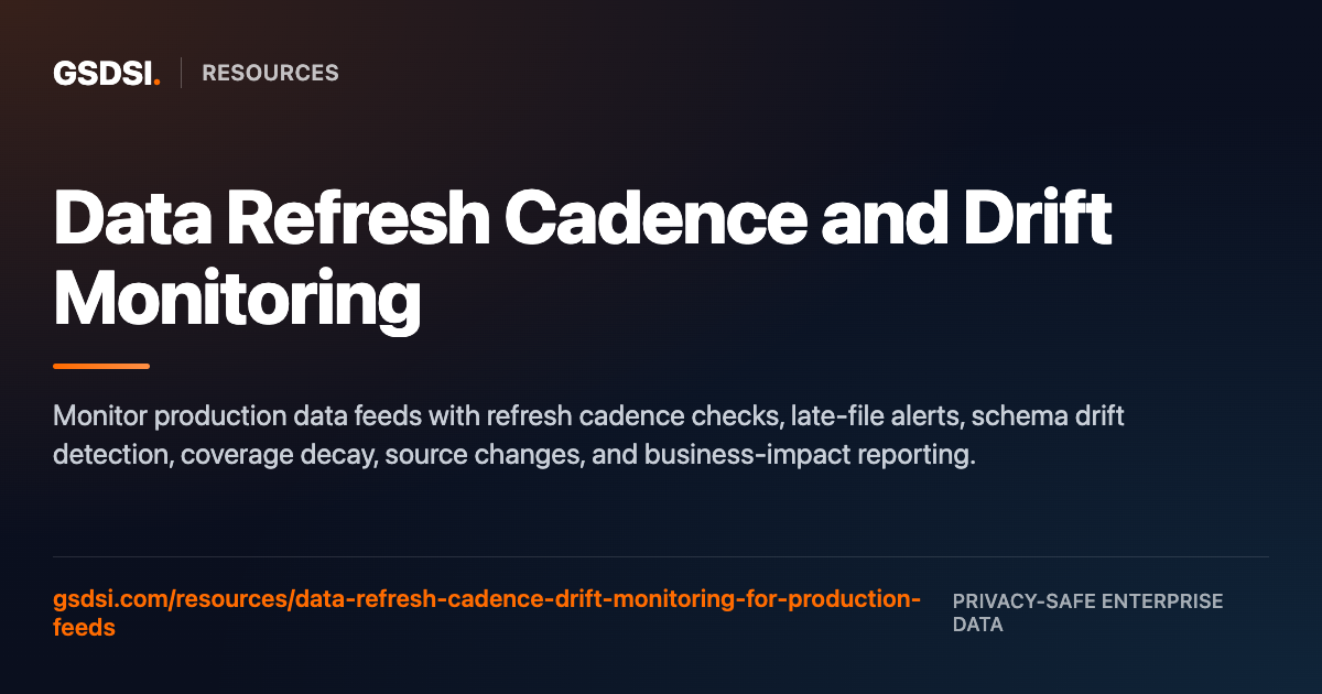Data Refresh Cadence and Drift Monitoring for Production Feeds